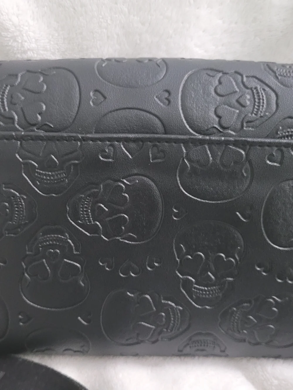 Betsey Johnson Black Embossed Skull Crossbody Bag